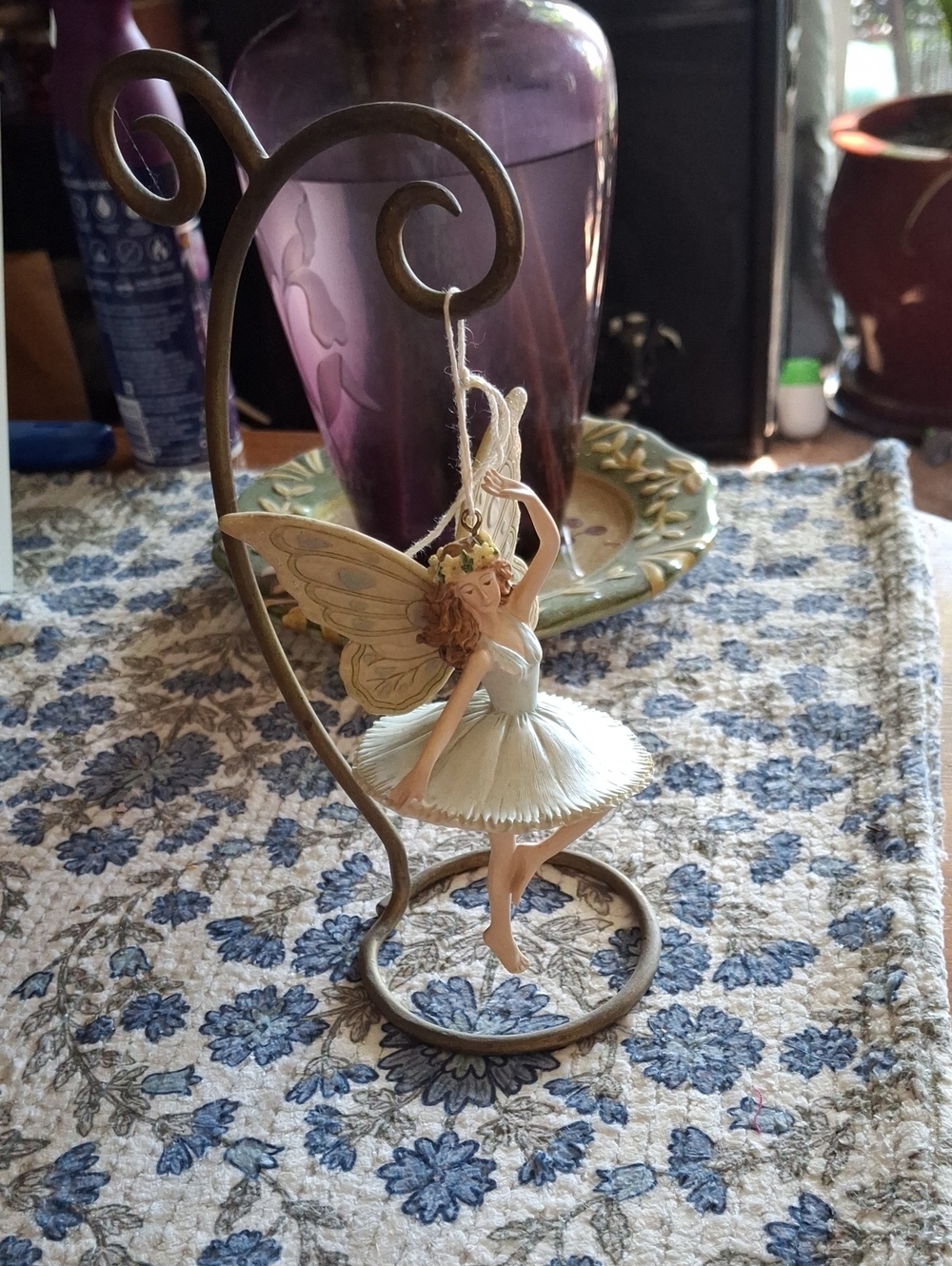 Hanging Fairy Ornament in Pale Mint and Gold